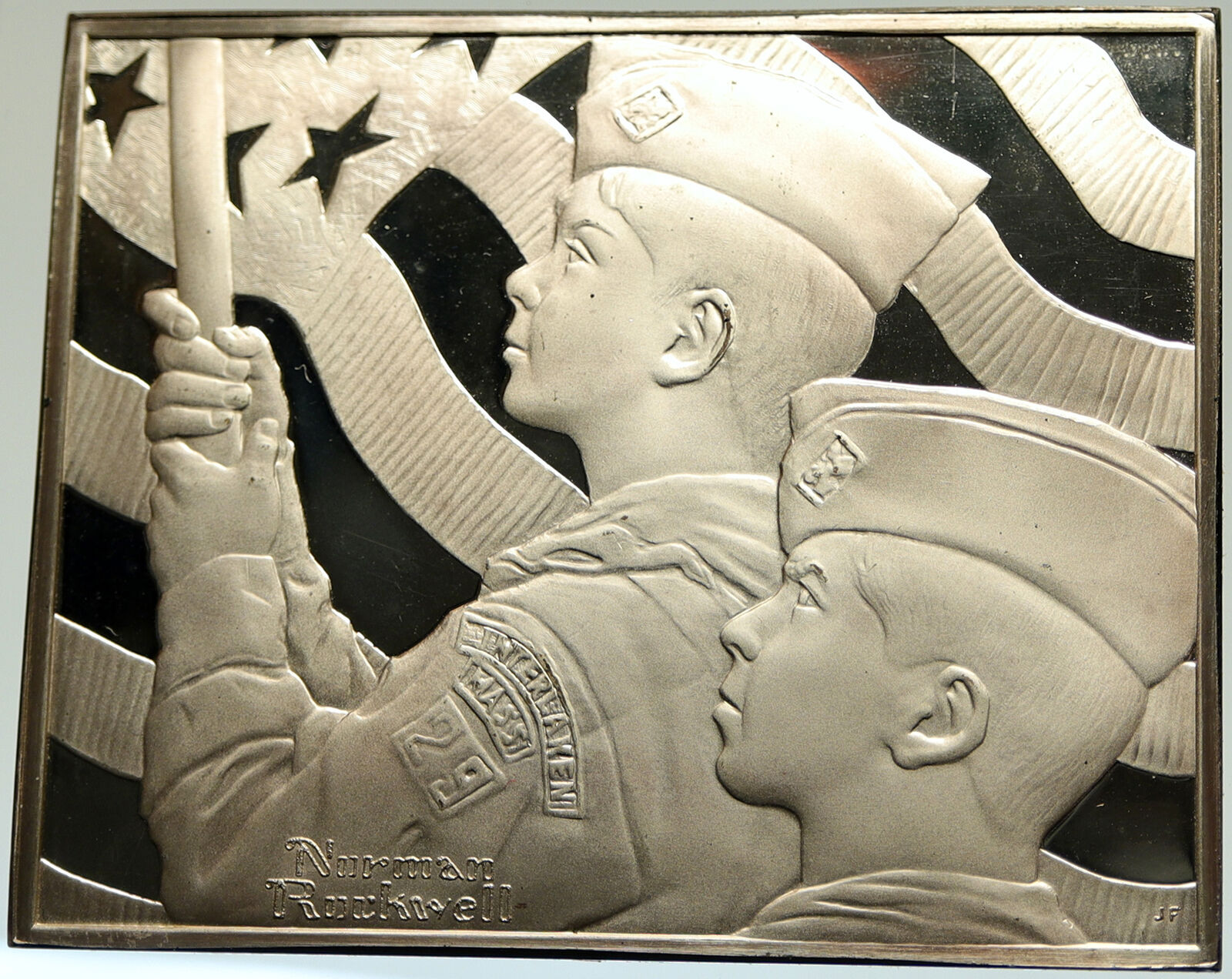 1973 USA US Franklin Mint NORMAN ROCKWELL Memories PF Silver Ingot Medal i104164