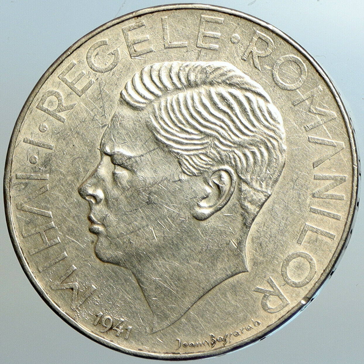 1941 ROMANIA Michael I Antique VINTAGE OLD Silver 500 LEI Romanian Coin i102568