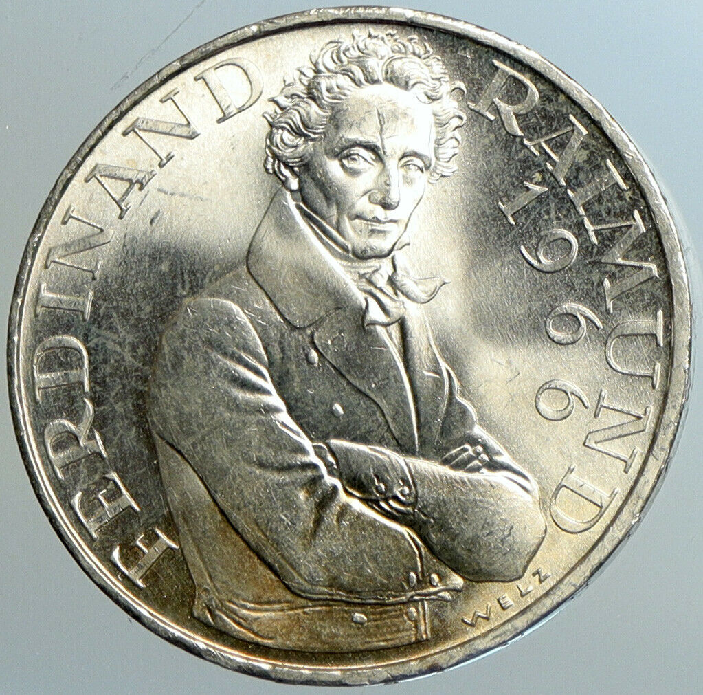 1966 AUSTRIA Drama Actor Ferdinand Raimund BU Silver 25 Schilling Coin i102550