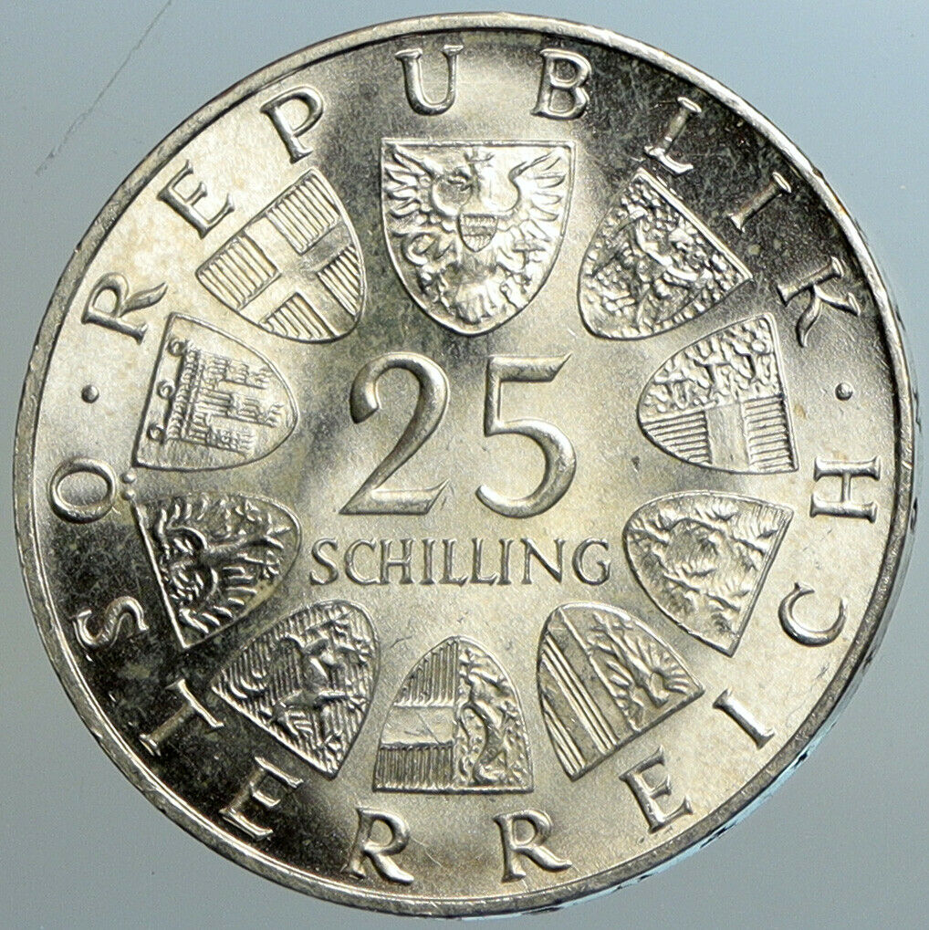 1966 AUSTRIA Drama Actor Ferdinand Raimund BU Silver 25 Schilling Coin i102550