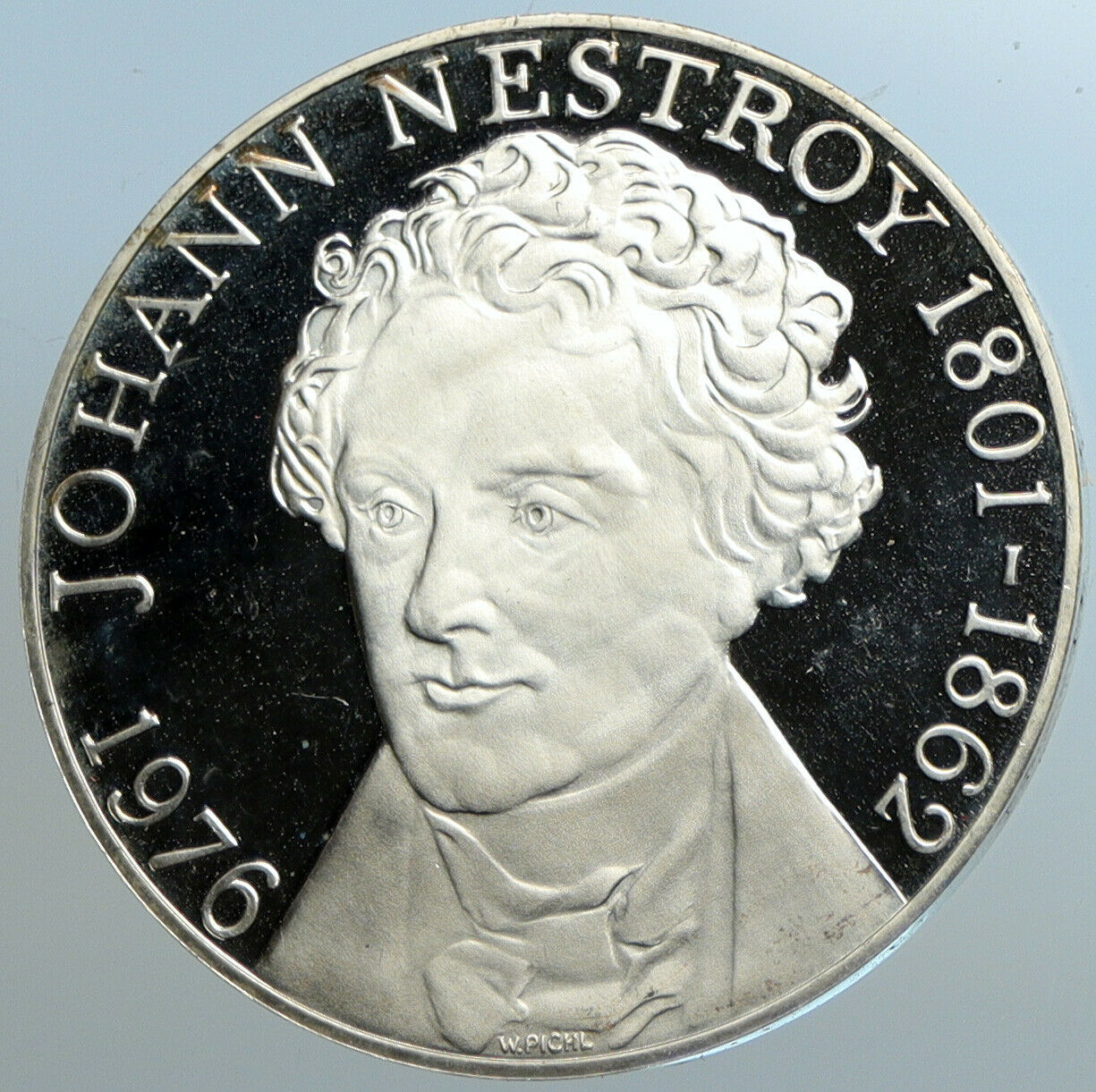 1976 AUSTRIA Musician Actor Johann Nestroy PRF Silver 100 Schilling Coin i102542