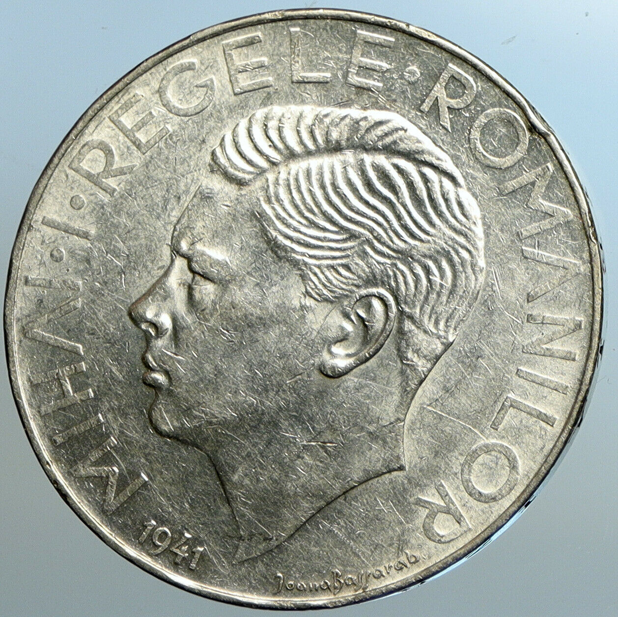 1941 ROMANIA Michael I Antique VINTAGE OLD Silver 500 LEI Romanian Coin i102541