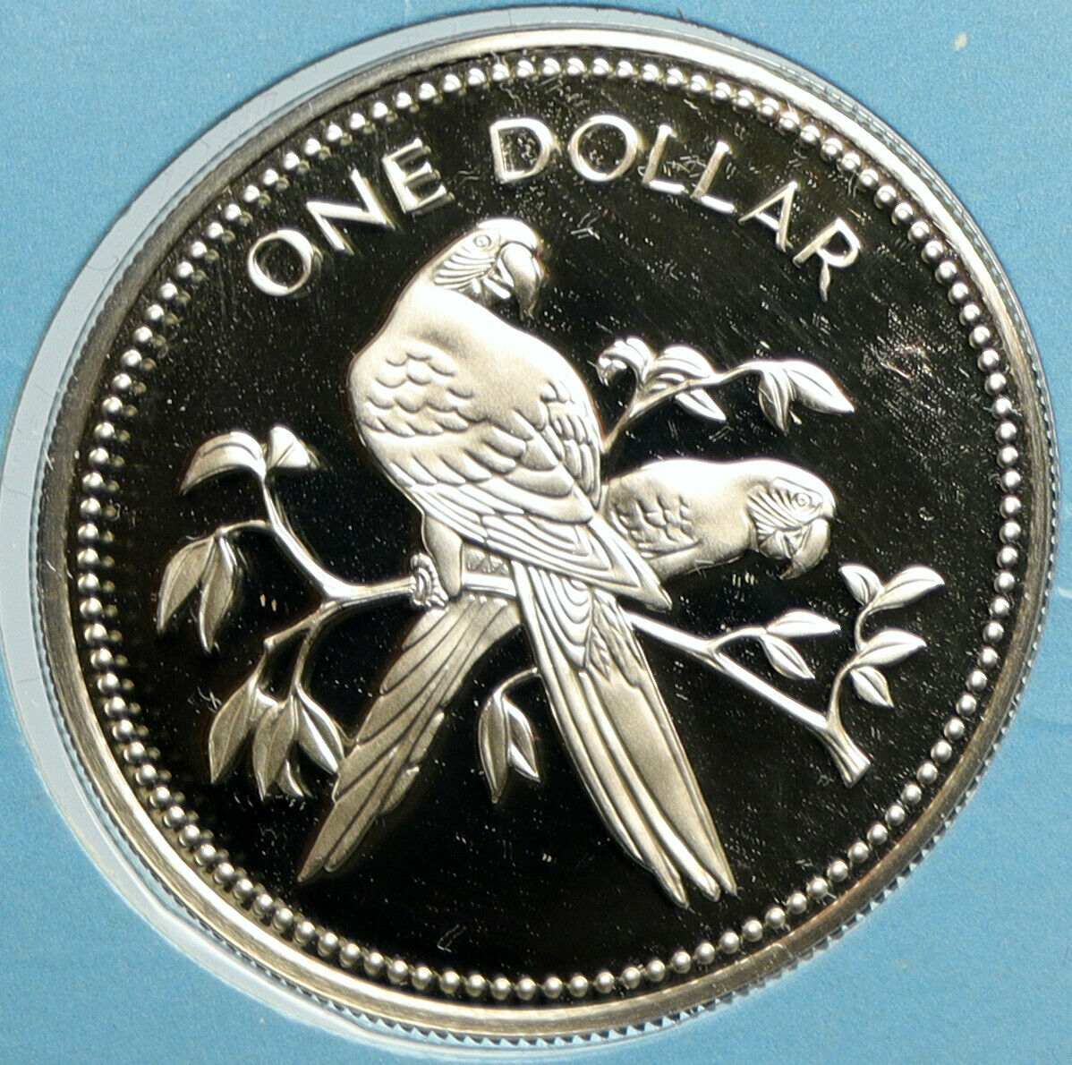 1977 BELIZE Avifauna Scarlet Macaw BIRD VINTAGE Proof Silver Dollar Coin i103231