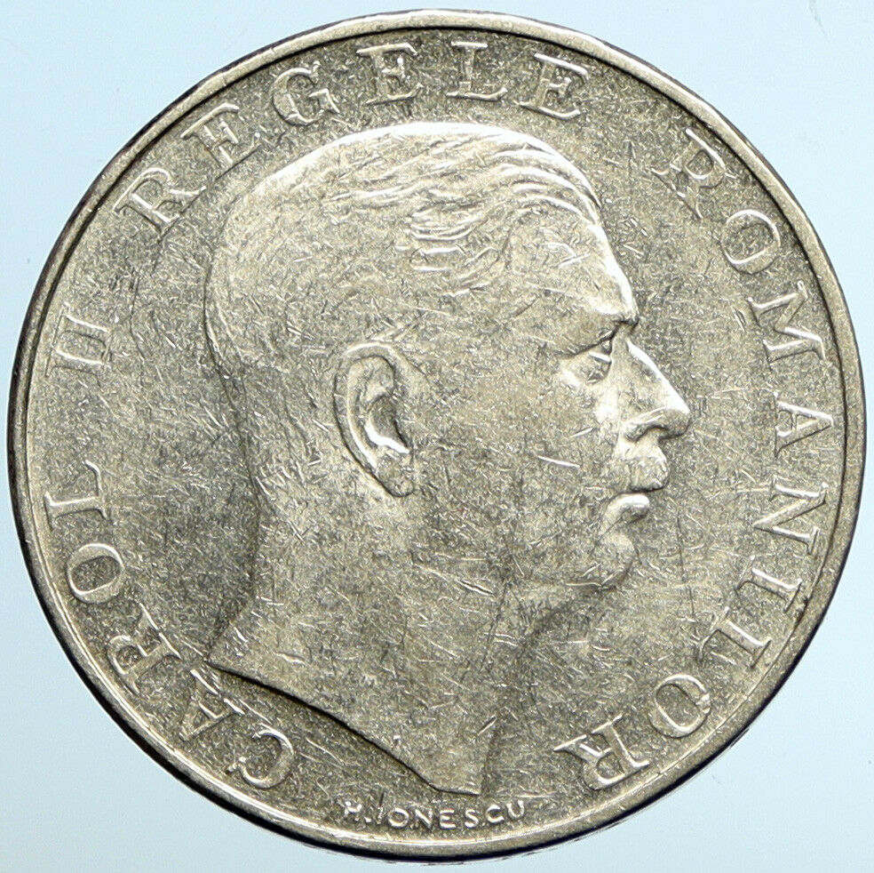 1939 ROMANIA King Carol II Shield VINTAGE Silver 250 Lei Romanian Coin i102609