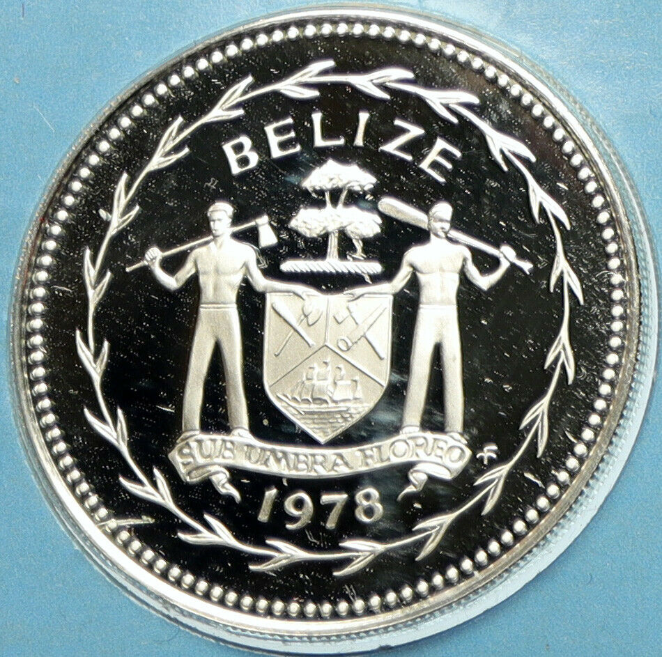 1978 BELIZE Avifauna FRIGATE BIRDS Old VINTAGE Proof Silver 50 Cent Coin i103236