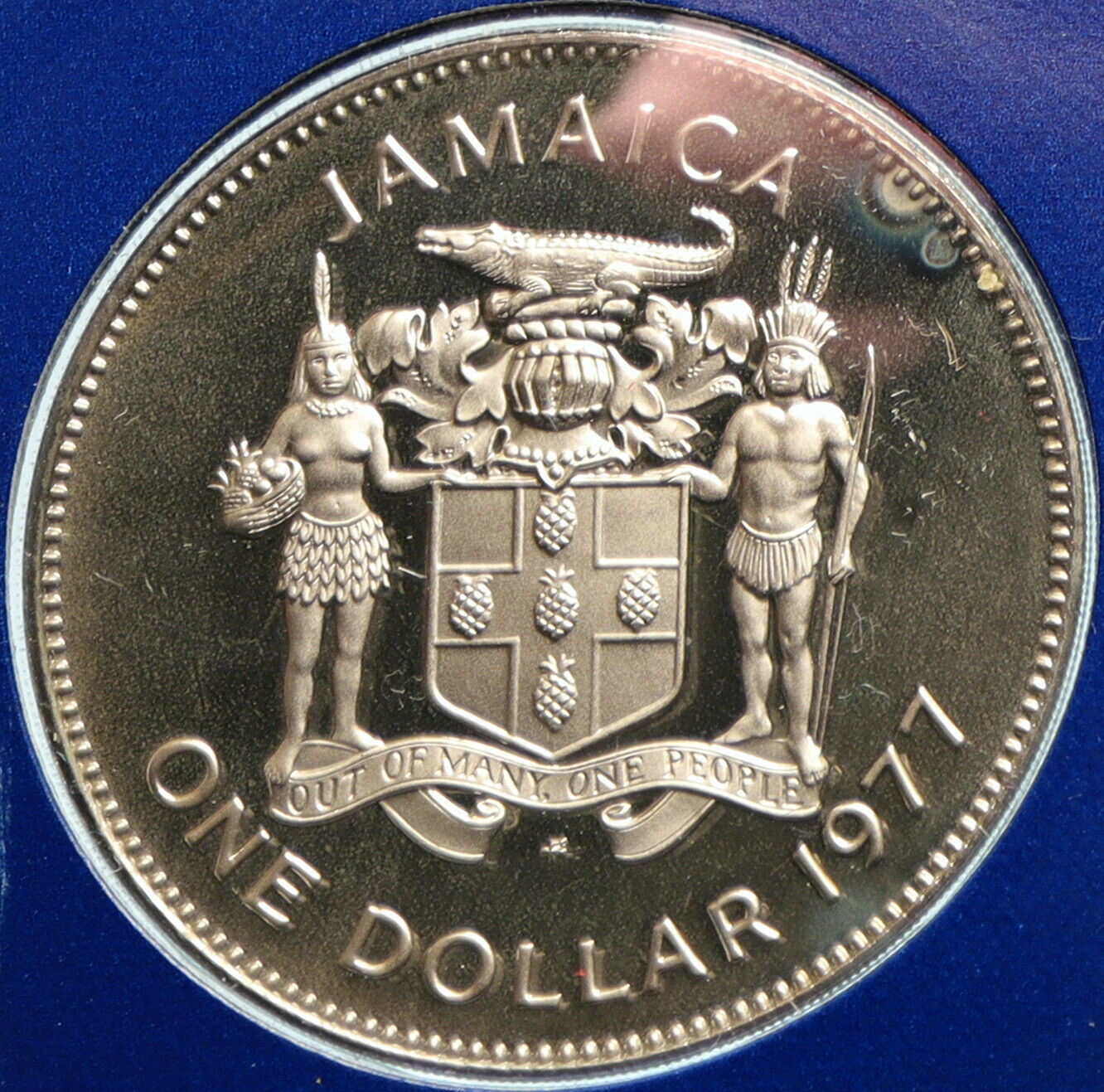 1977 JAMAICA First Prime Minister BUSTAMANTE Vintage Proof Dollar Coin i103234