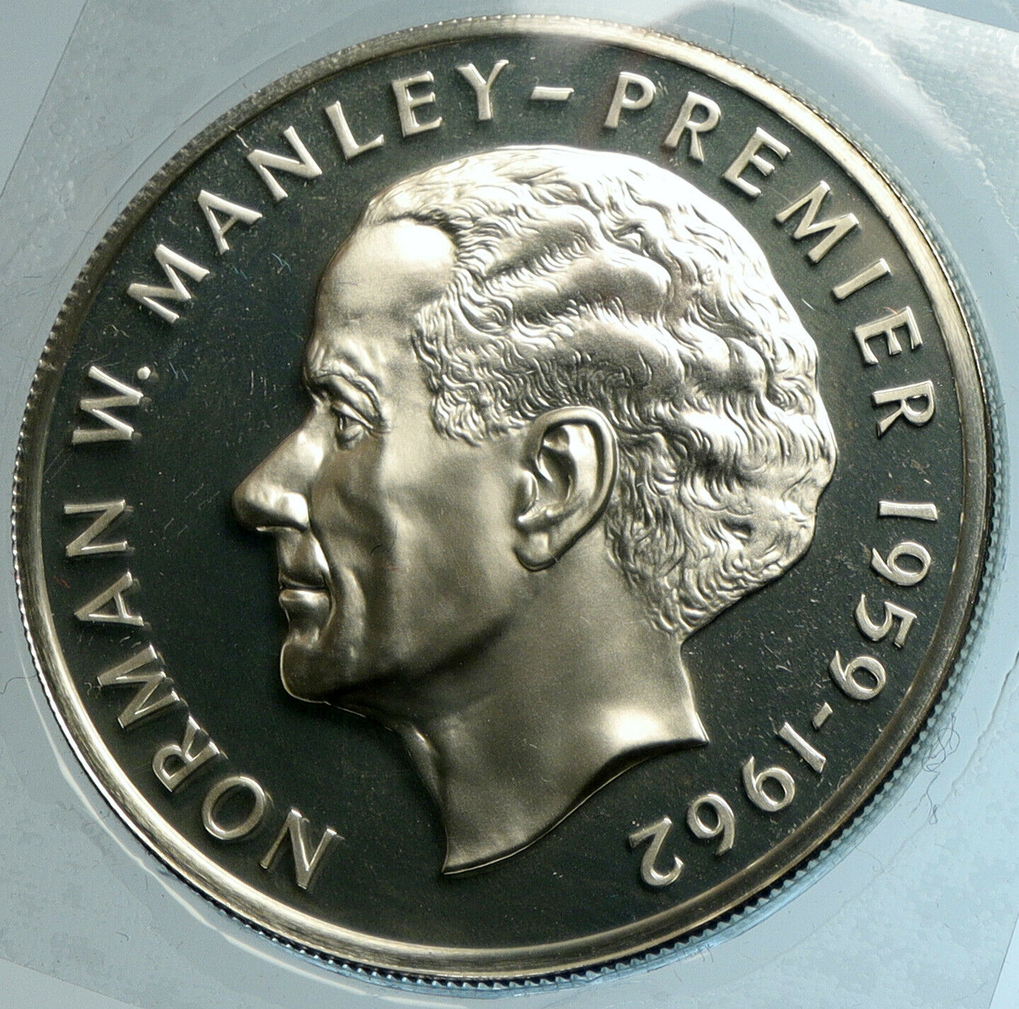 1974 JAMAICA Premier Norman W Manley VINTAGE OLD Proof Silver $5 Coin i103232