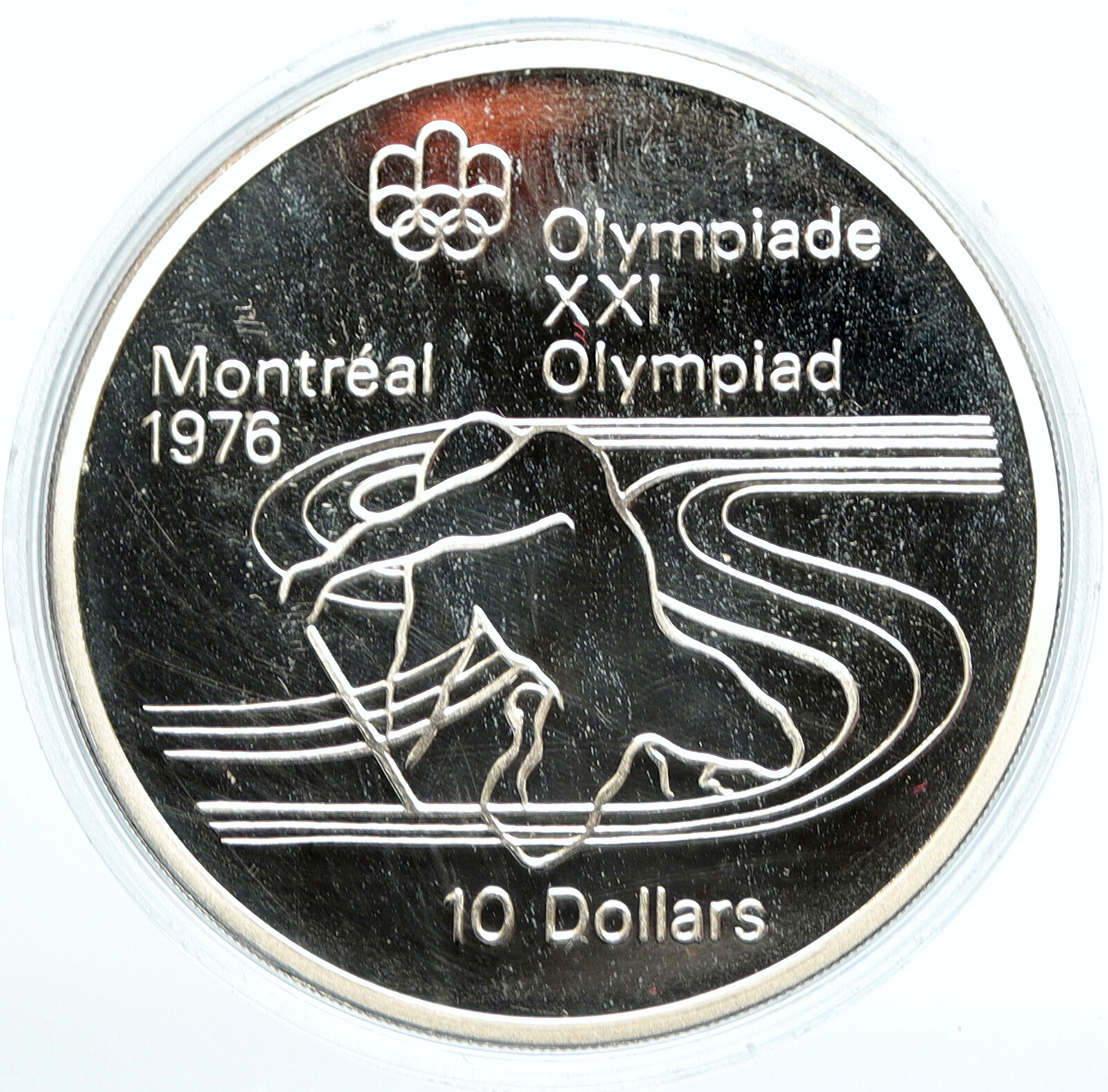 1975 CANADA Elizabeth II Olympics Montreal Rings PROOF Silver $10 Coin i102617