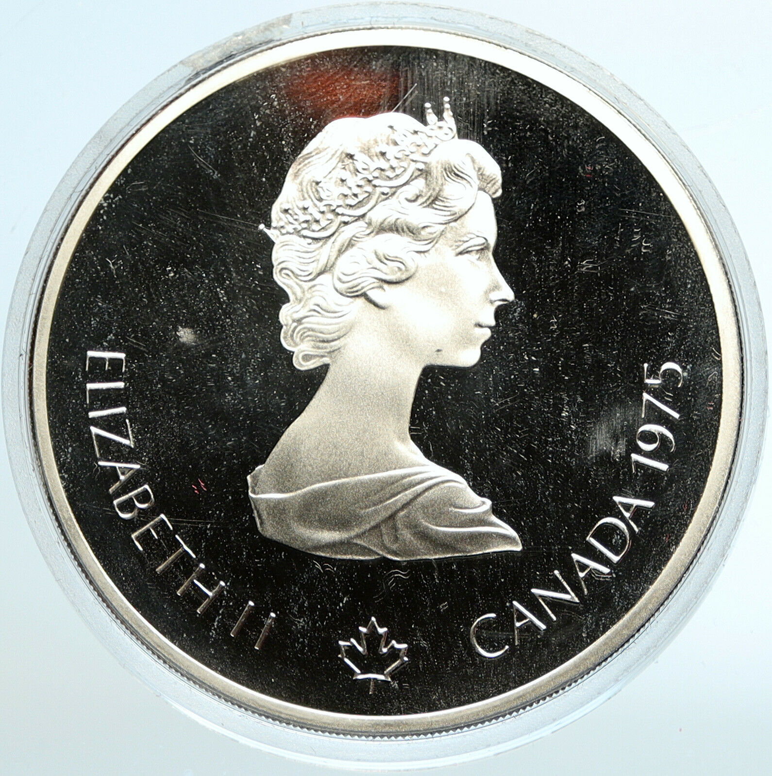 1975 CANADA Elizabeth II Olympics Montreal Rings PROOF Silver $10 Coin i102617