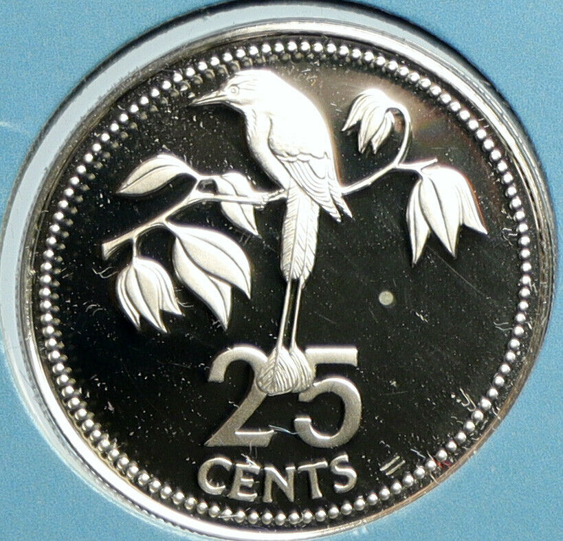 1979 BELIZE Avifauna FRIGATE BIRD Genuine OLD Proof Silver 25 Cents Coin i103238