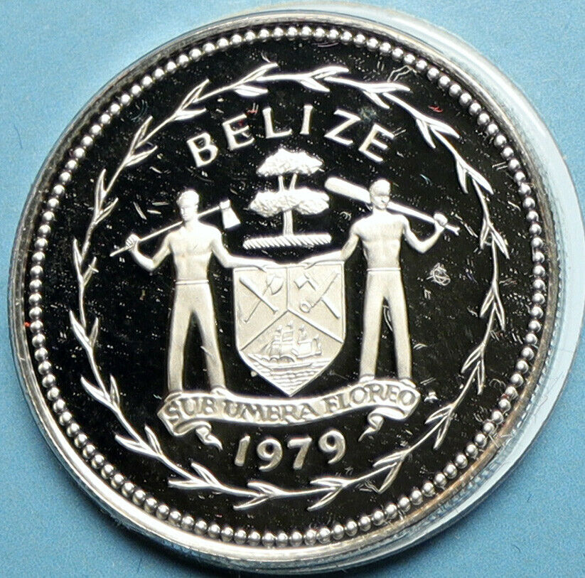 1979 BELIZE Avifauna FRIGATE BIRD Genuine OLD Proof Silver 25 Cents Coin i103238