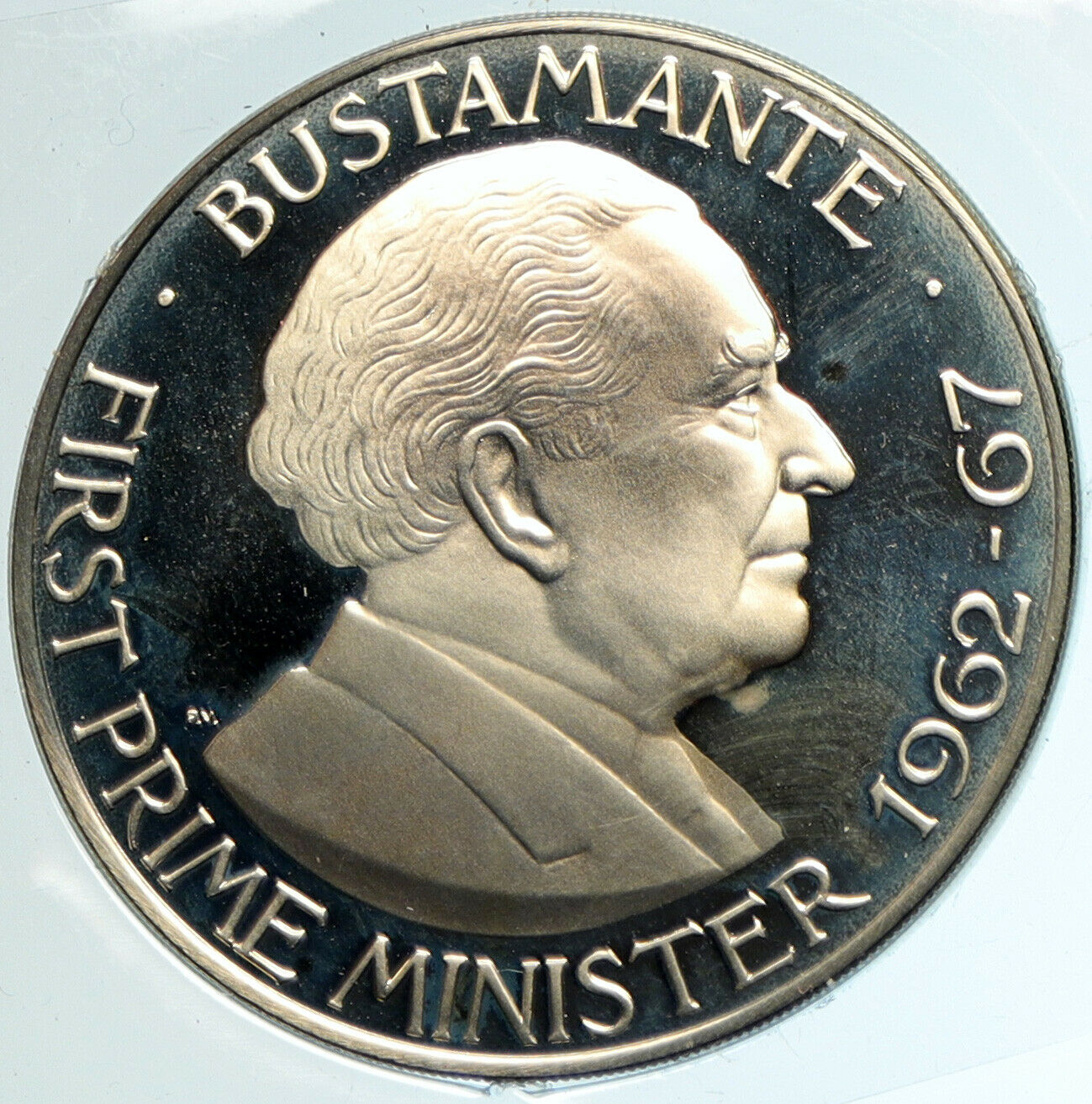 1974 JAMAICA First Prime Minister BUSTAMANTE Vintage Proof Dollar Coin i103242