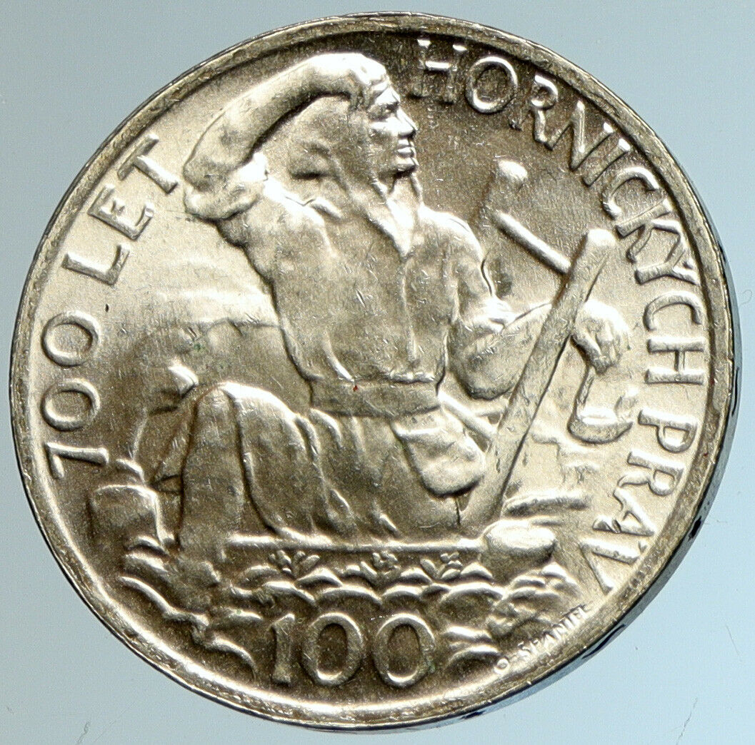 1949 CZECH REPUBLIC Czechoslovakia JIHLAVA MINING Silver 100 Korun Coin i103250