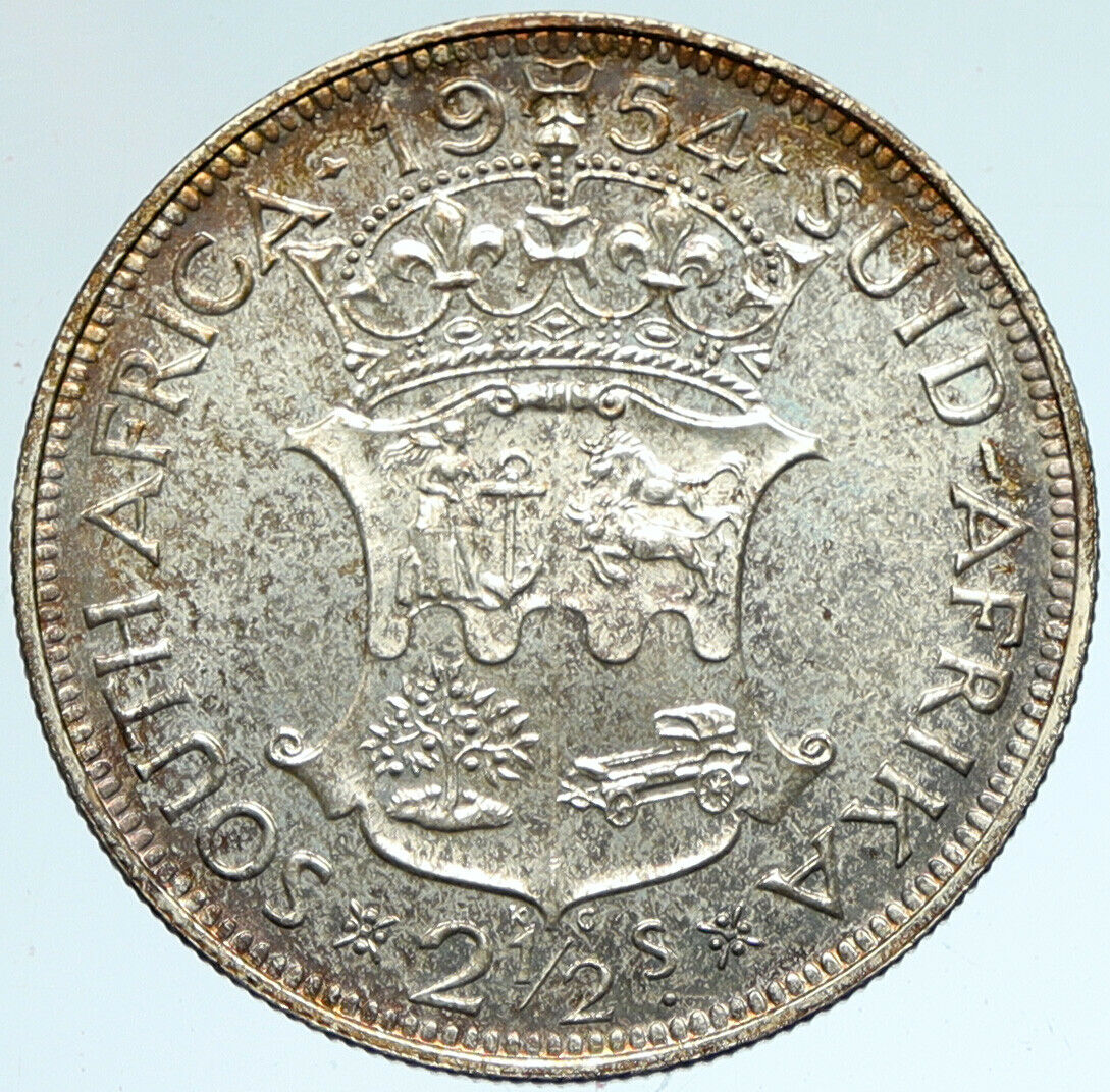 1954 SOUTH AFRICA UK Queen Elizabeth II OLD Silver 2 1/2 Shilling Coin i103354