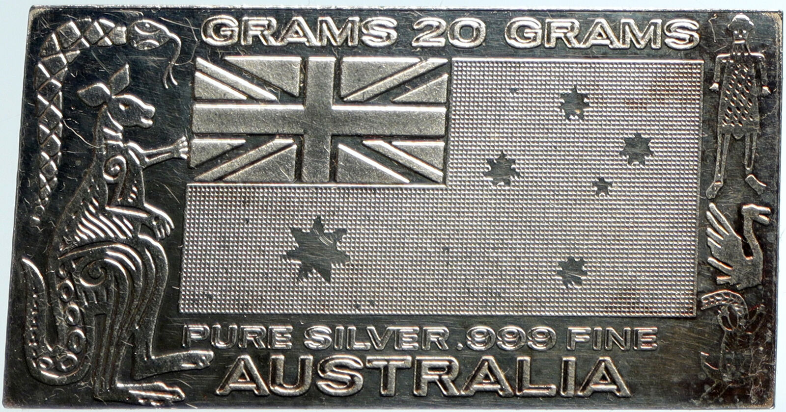 USA US The Silver Mint 20 GRAMS Australia Flag OLD Silver BAR Medal i103305