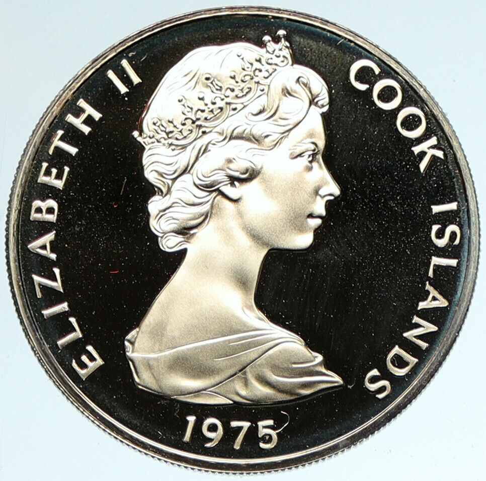 1975 COOK ISLANDS Elizabeth II FAIRY TERNS Birds OLD Proof 20 Cents Coin i103363