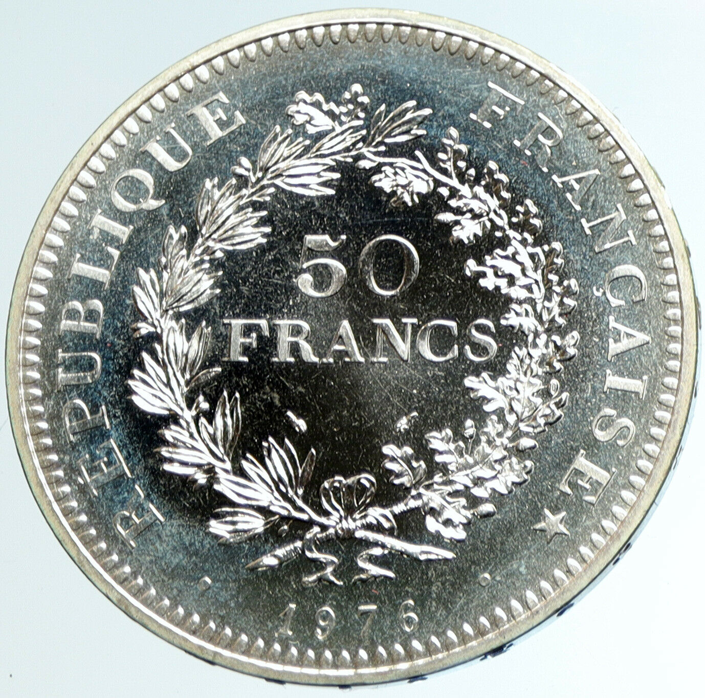 1976 FRANCE Large 50 FRANCS Authentic French Silver Coin HERCULES Motto i103219