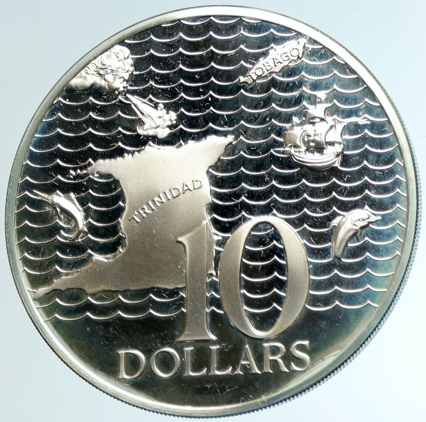 1972 TRINIDAD and TOBAGO Islands Large Vintage Proof Silver $10 Coin i103225