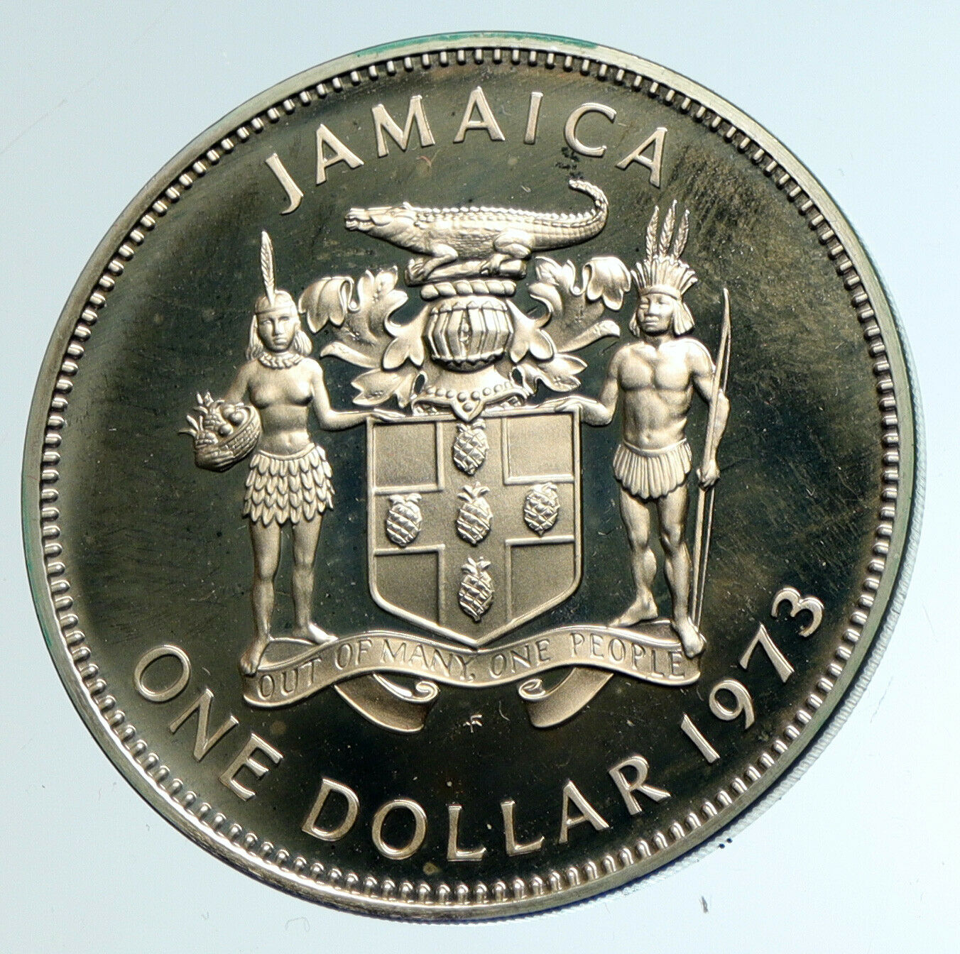 1973 JAMAICA First Prime Minister BUSTAMANTE Vintage Proof Dollar Coin i103223