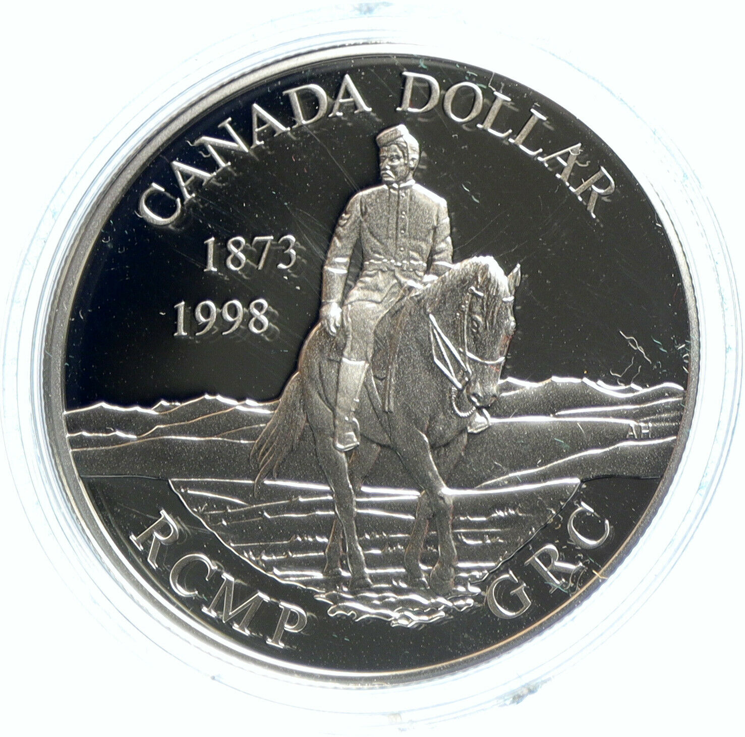 1998 CANADA Queen Elizabeth II RCMP Police HORSE Proof Silver $1 Coin i103651