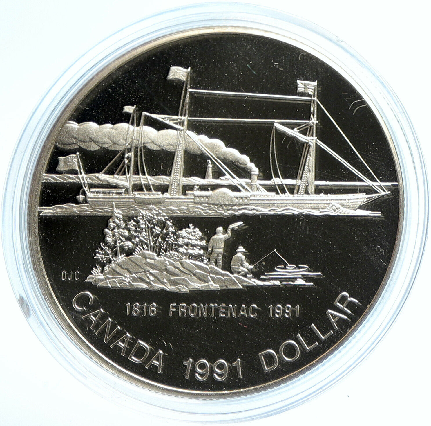 1991 CANADA Elizabeth II STEAM SHIP FRONTENAC 1816 Proof Silver $1 Coin i103656