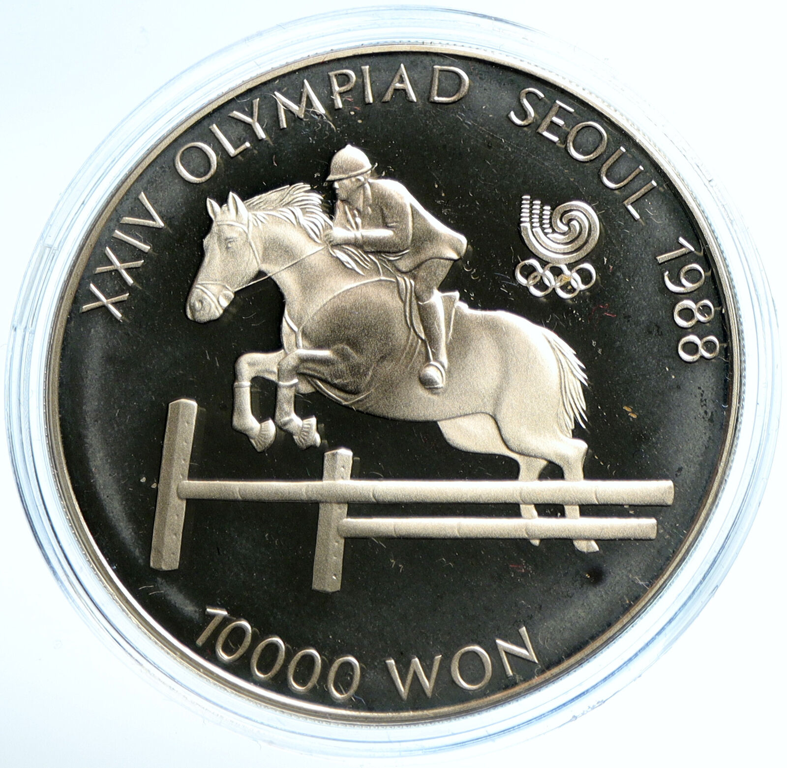 1988 SOUTH KOREA Seoul OLYMPIC GAMES Horses Proof Silver 10000 Won Coin i103649