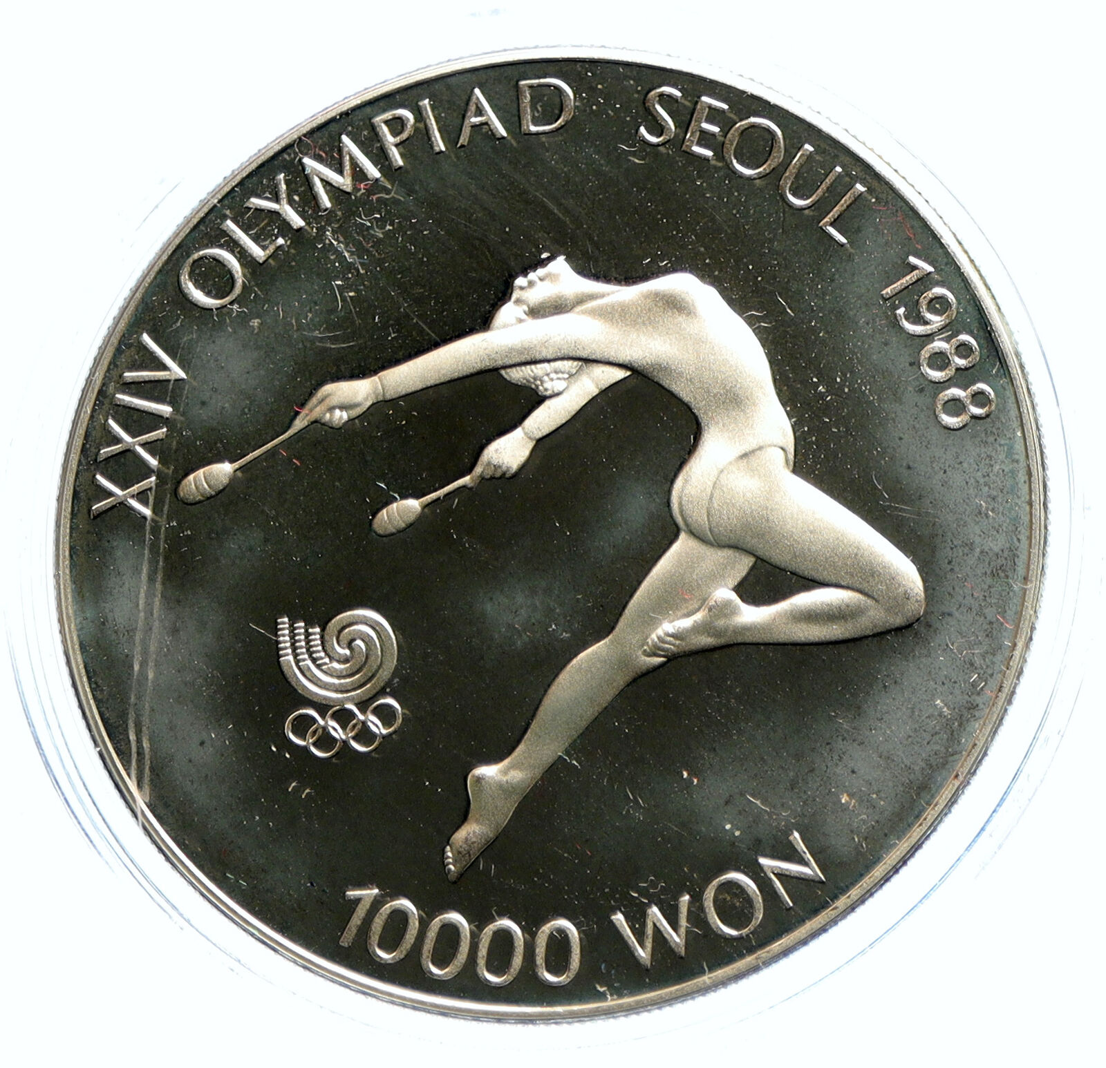 1988 SOUTH KOREA Seoul OLYMPIC Girl Gymnast Proof Silver 10000 Won Coin i103642