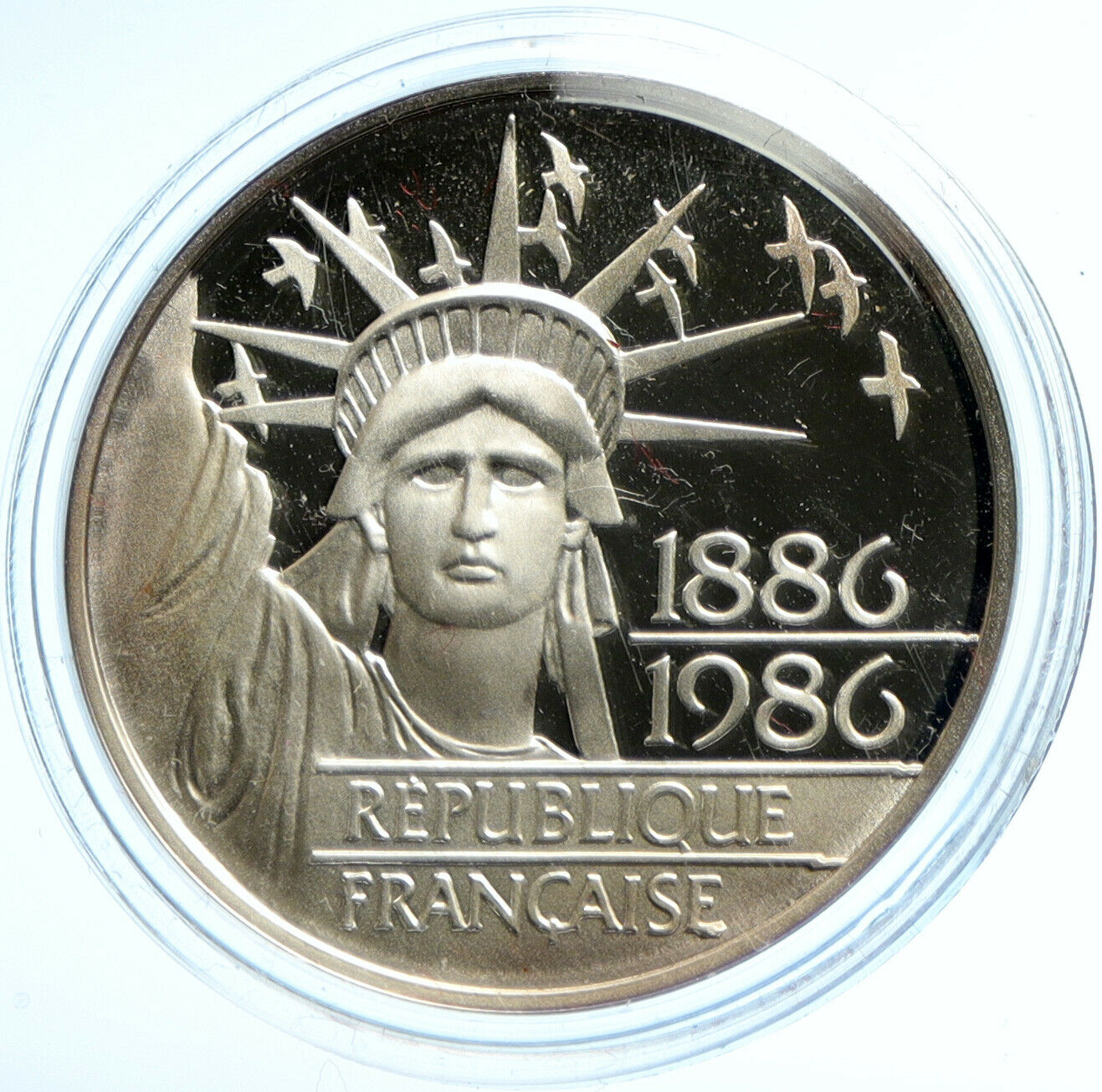 1986 FRANCE Gift Statue of Liberty to US Proof Silver French 100 Fr Coin i103636