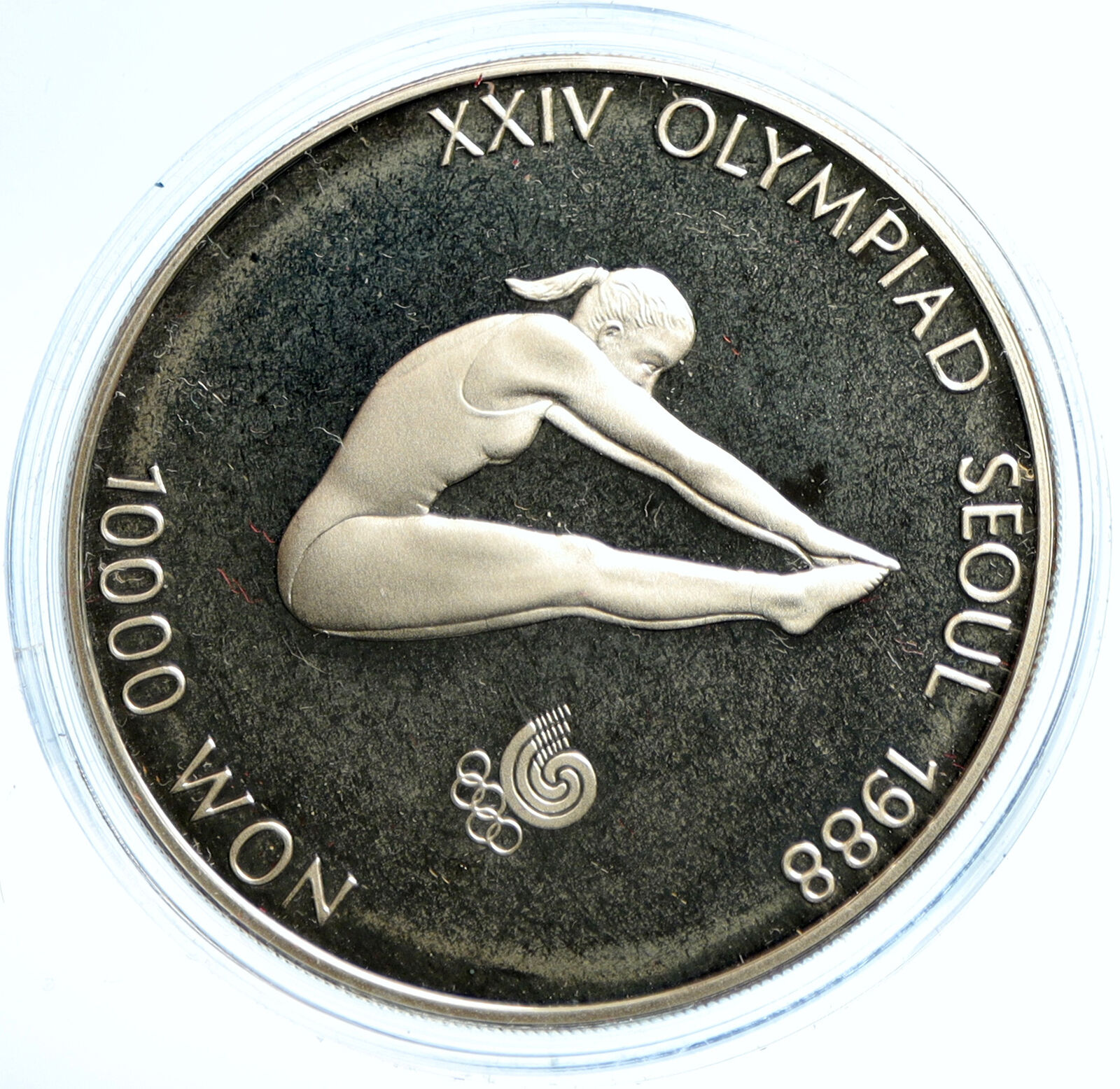 1987 SOUTH KOREA Seoul OLYMPIC Girl Gymnast Proof Silver 10000 Won Coin i103646