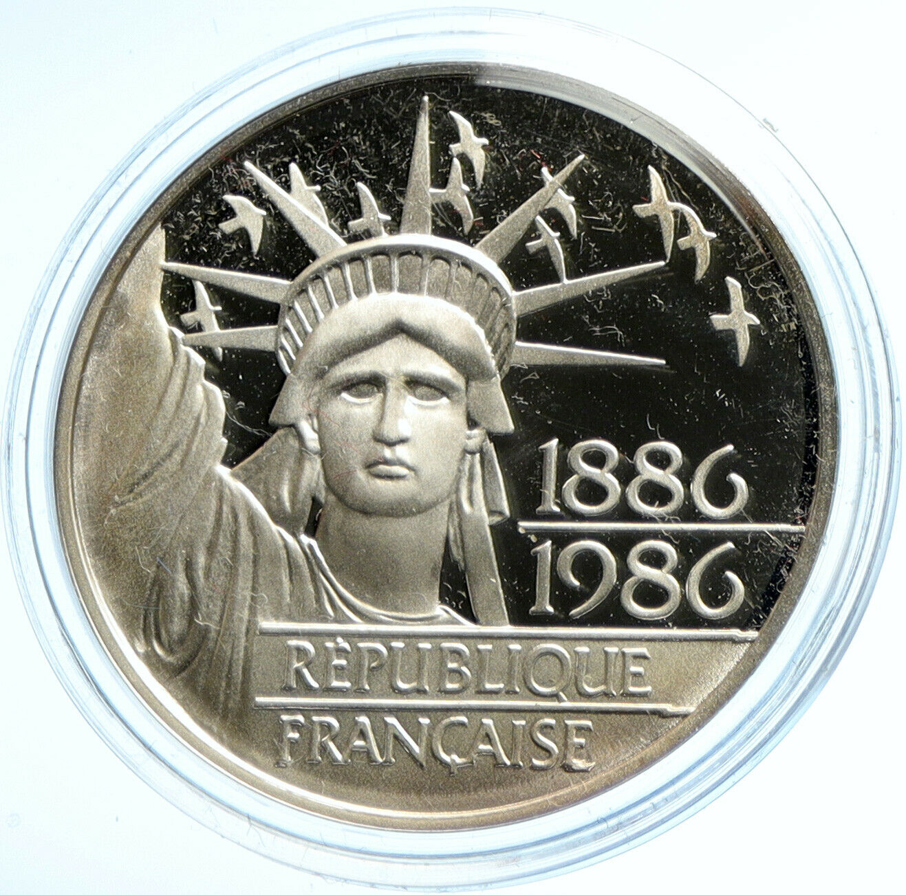 1986 FRANCE Gift Statue of Liberty to US Proof Silver French 100 Fr Coin i103635