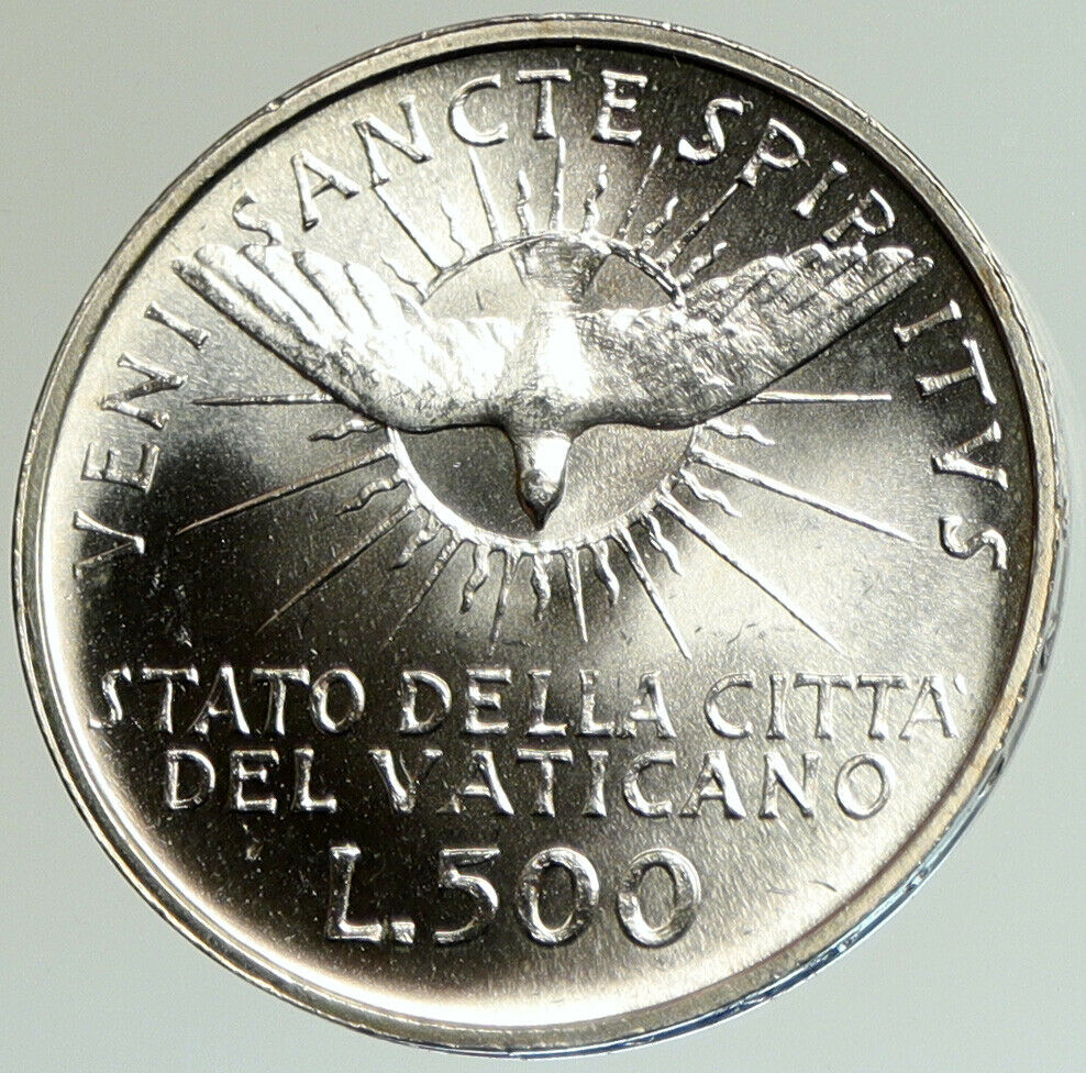 1963 VATICAN City CARDINAL Arms & DOVE OLD Vintage Silver 500 Lire Coin i105110