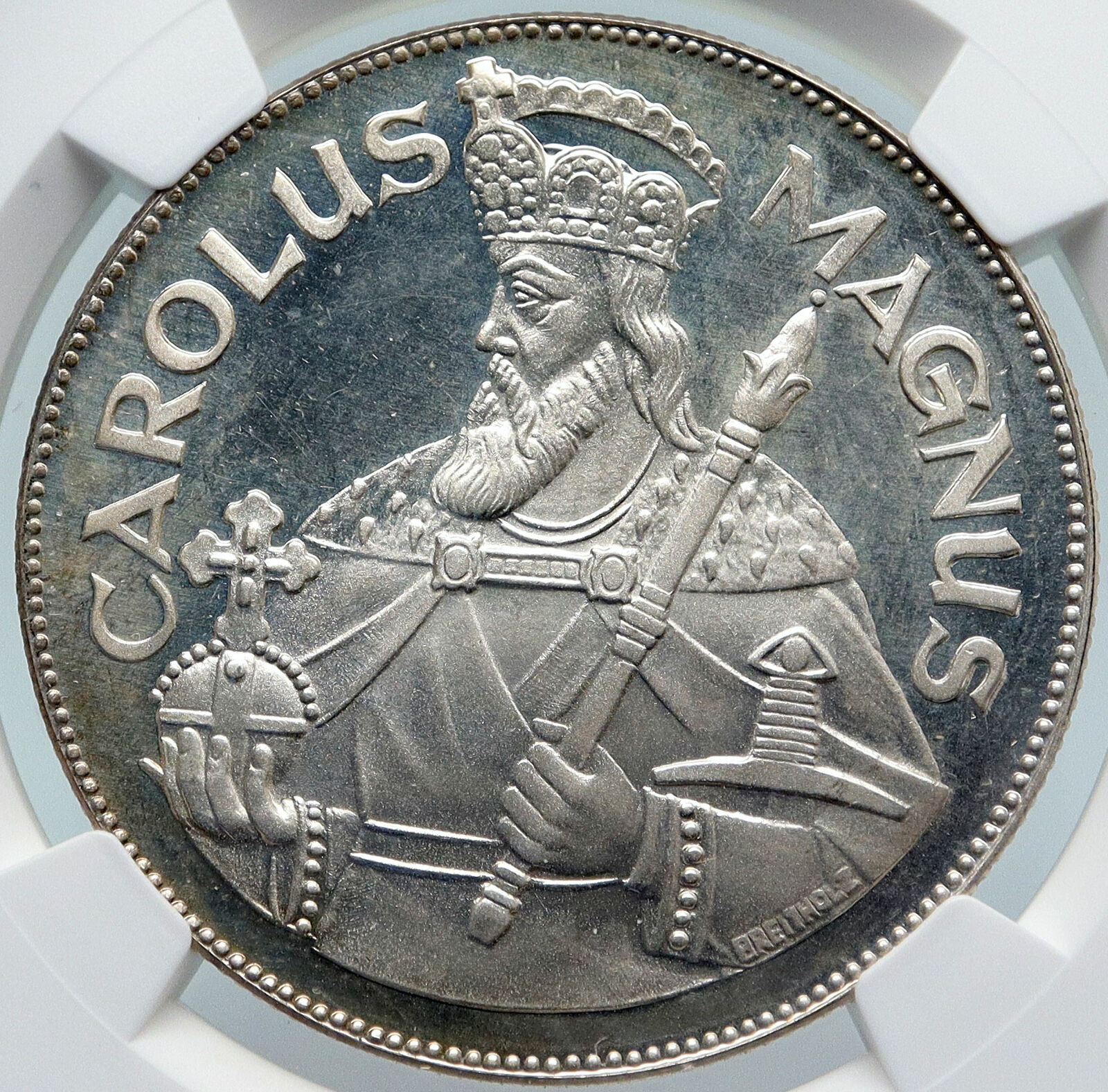 1960 ANDORRA Carolus Magnus CHARLEMAGNE Proof Silver 50 Diners Coin NGC i85458