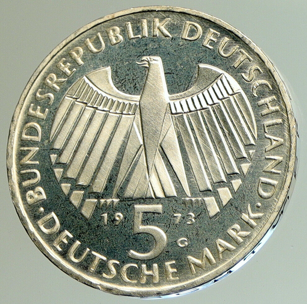 1973 G GERMANY FRANFURT PARLIAMENT BUILDING BU Silver 5 MK German Coin i105154