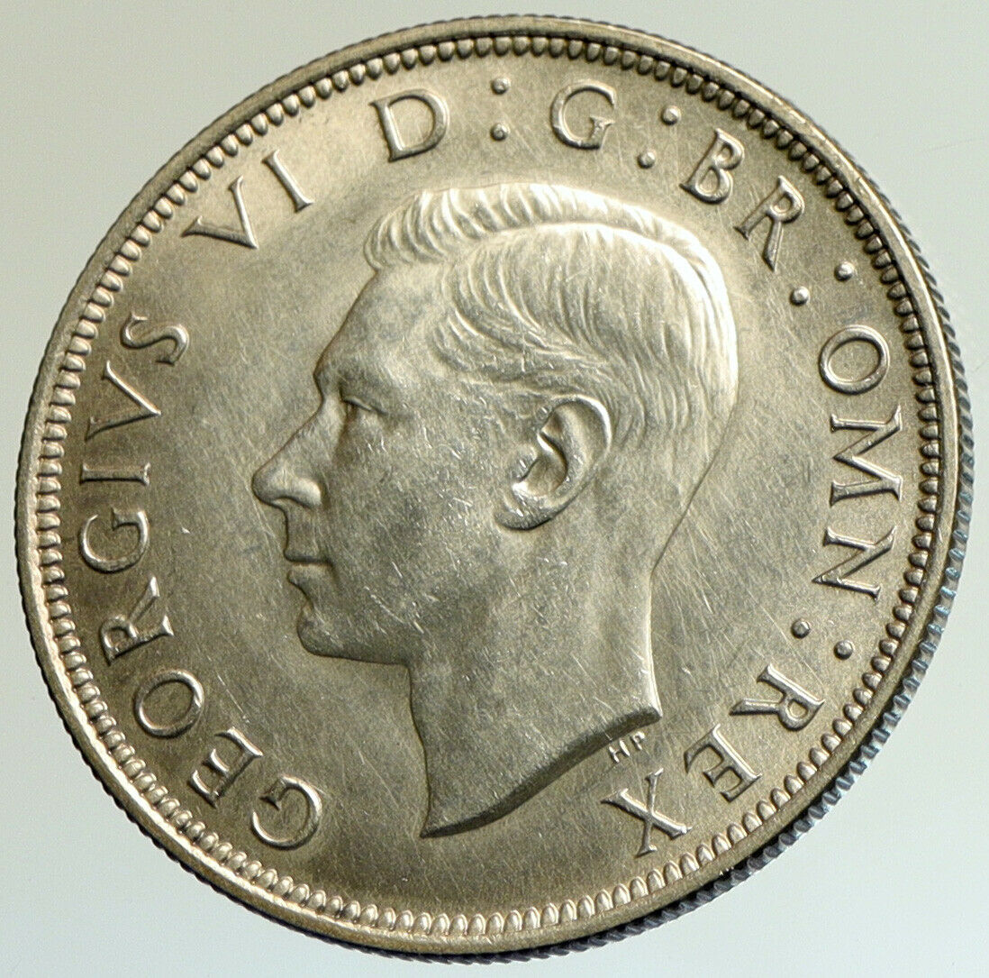 1944 Great Britain United Kingdom GEORGE VI Silver 1/2 Half Crown Coin i105167