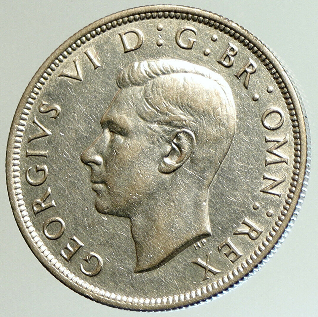 1942 Great Britain United Kingdom King George VI SILVER Half Crown Coin i105097