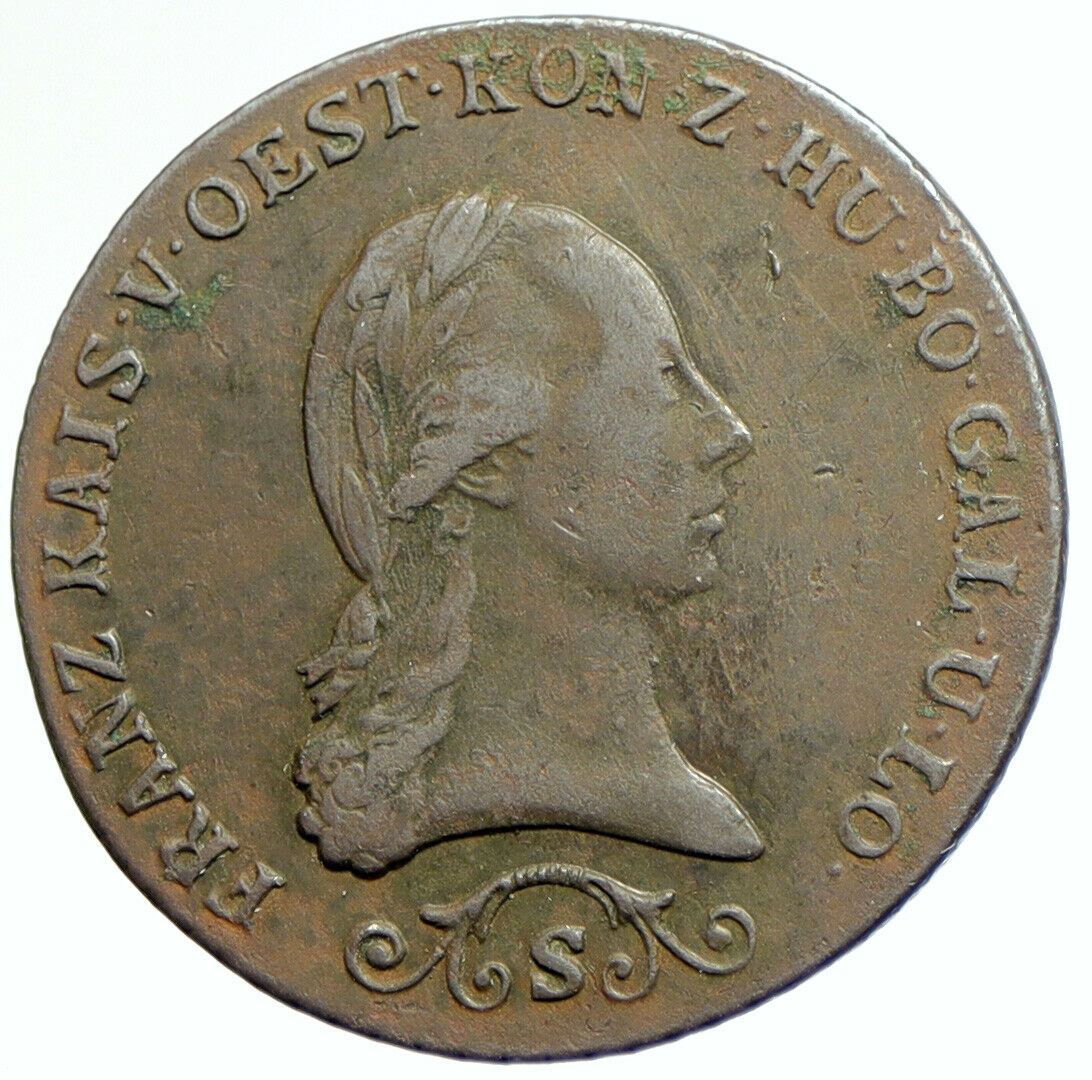 1812 AUSTRIA King FRANCIS I (II) Antique Habsburg VINTAGE 3 Kreuzer Coin i104603