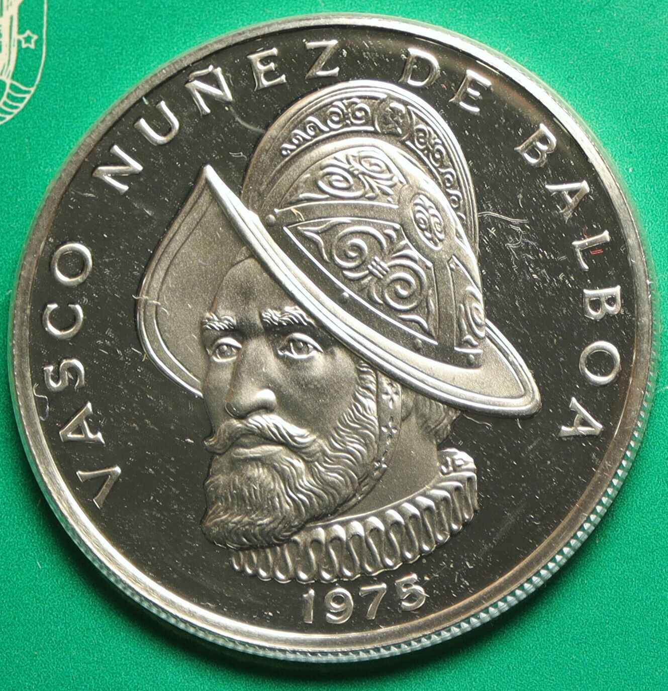 1975 PANAMA BIG Central America CONQUISTADOR BALBOA Proof Silver Coin i104596