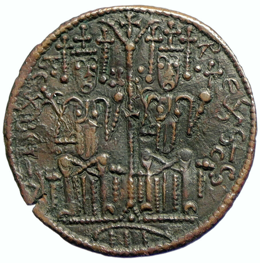 1172-96 HUNGARY Bella III & St. Istvan ANTIQUE Vintage OLD 1 Denar Coin i104610