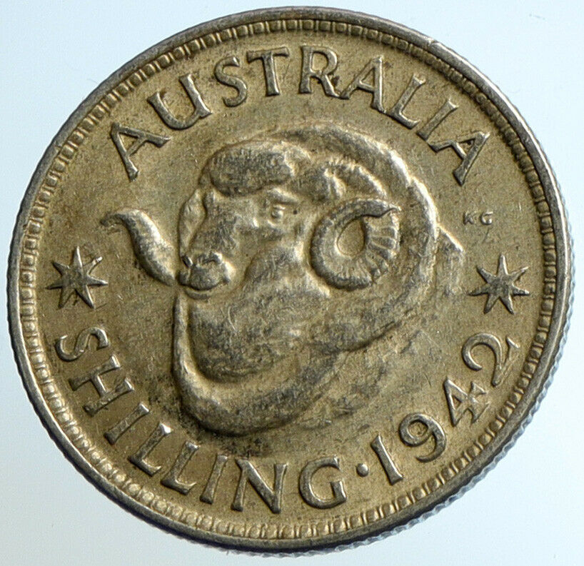 1942 S AUSTRALIA King George VI United Kingdom Silver Shilling Coin RAM i104672