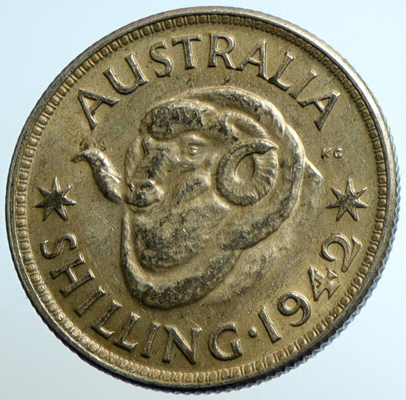 1942 S AUSTRALIA King George VI United Kingdom Silver Shilling Coin RAM i104675