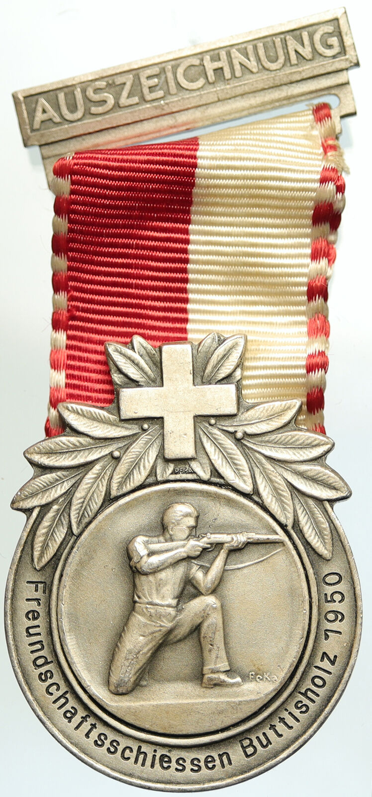 1950 SWITZERLAND Shooting Festival VINTAGE Old Swiss Ribbon Award Medal i105233