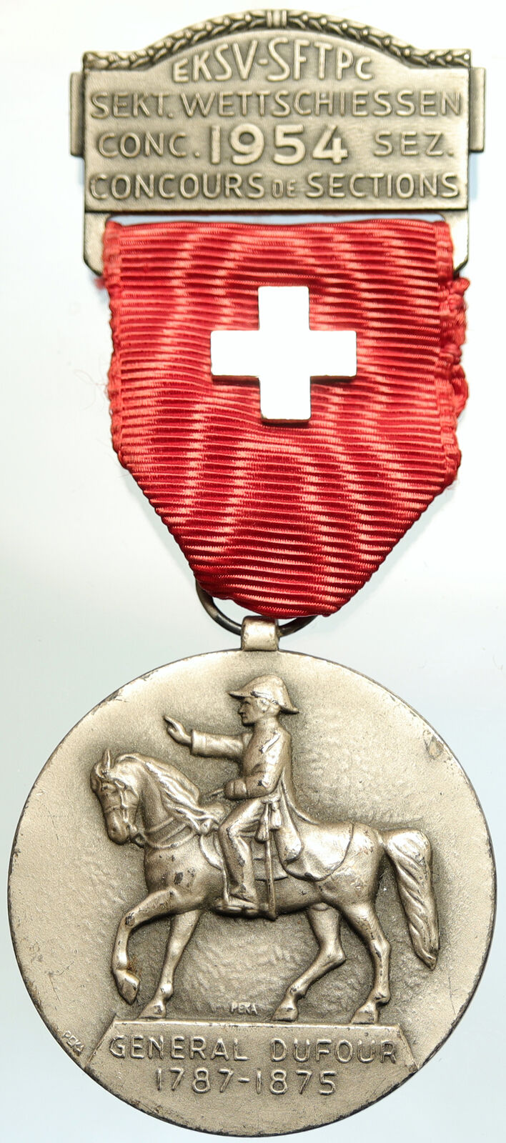 1954 SWITZERLAND Shooting Festival VINTAGE Old Swiss Ribbon Award Medal i105234