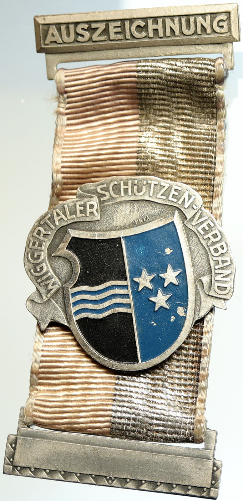 SWITZERLAND Shooting Festival VINTAGE Old Swiss Ribbon Award Medal i105260