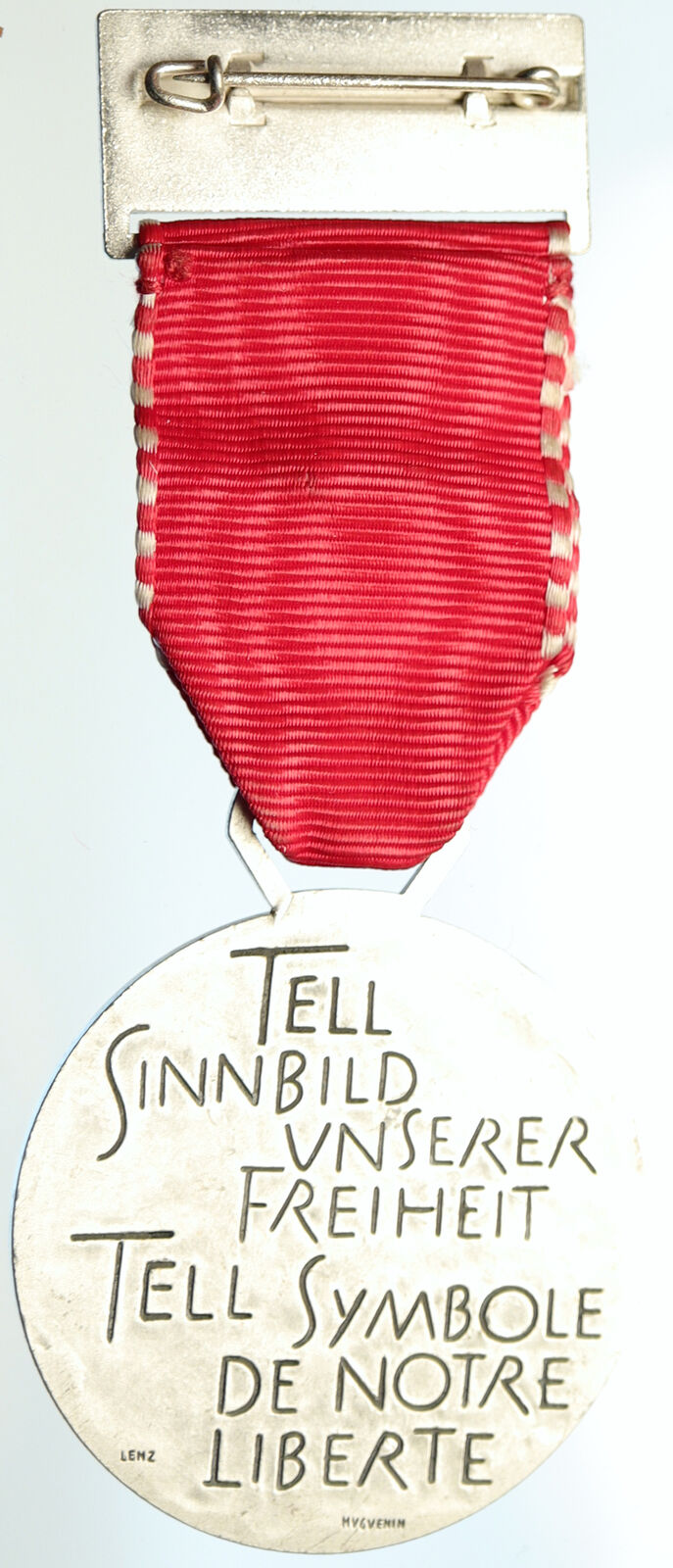 1965 SWITZERLAND Shooting Festival VINTAGE Old Swiss Ribbon Award Medal i105373