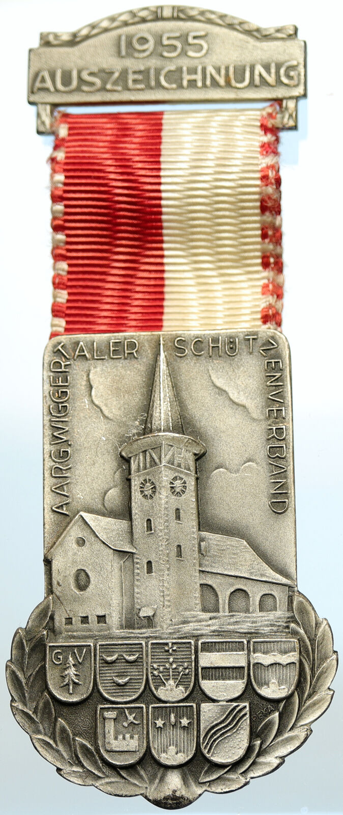 1955 SWITZERLAND Shooting Festival VINTAGE Old Swiss Ribbon Award Medal i105337