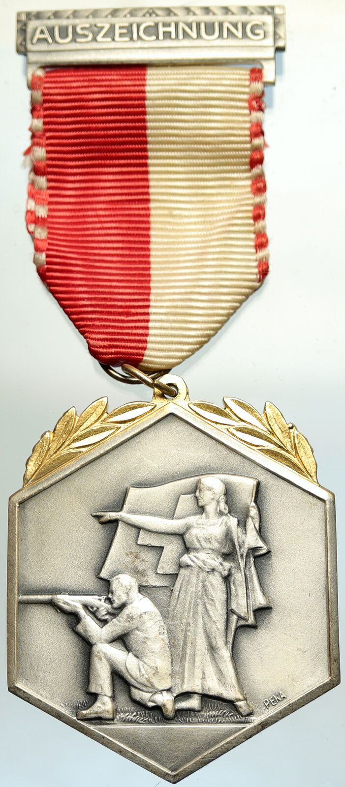 SWITZERLAND Shooting Festival VINTAGE Old Swiss Ribbon Award Medal i105253