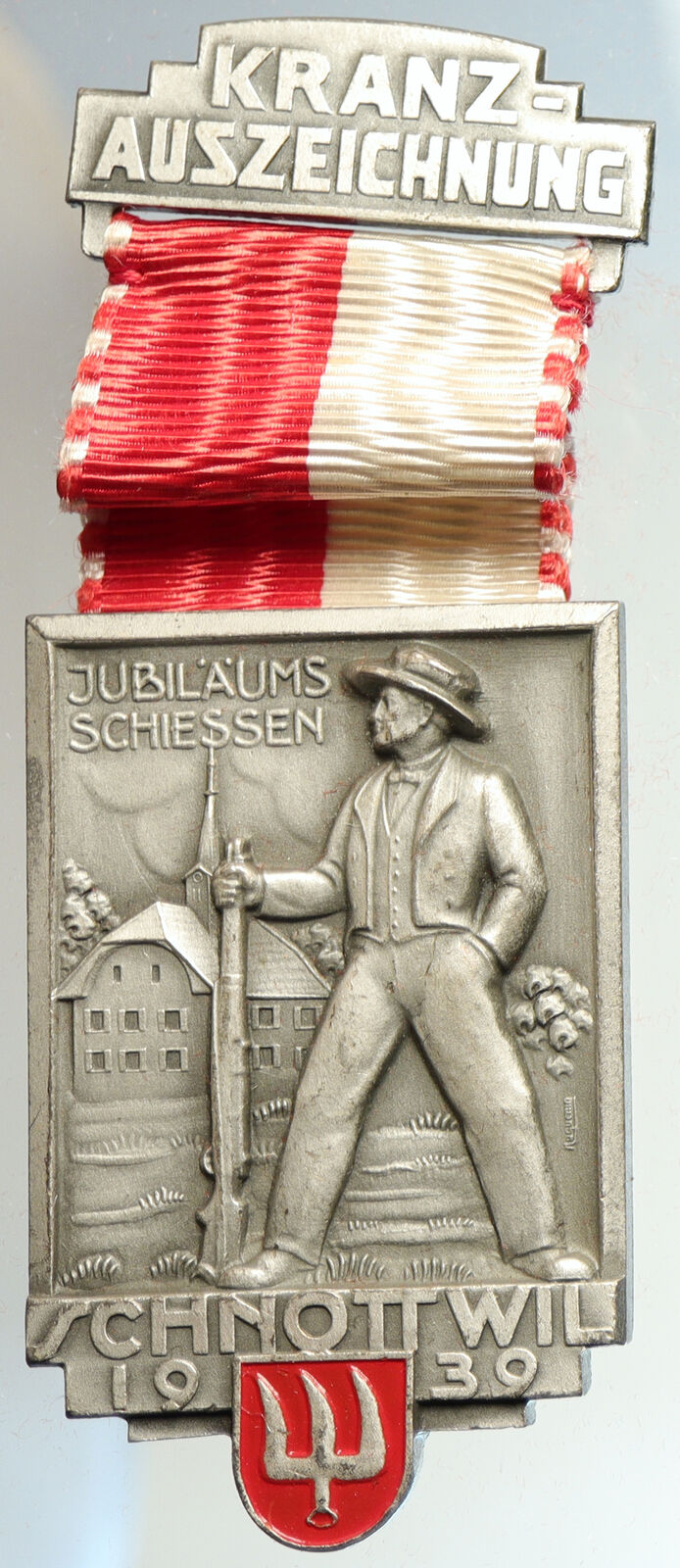 1939 SWITZERLAND Shooting Festival VINTAGE Old Swiss Ribbon Award Medal i105292