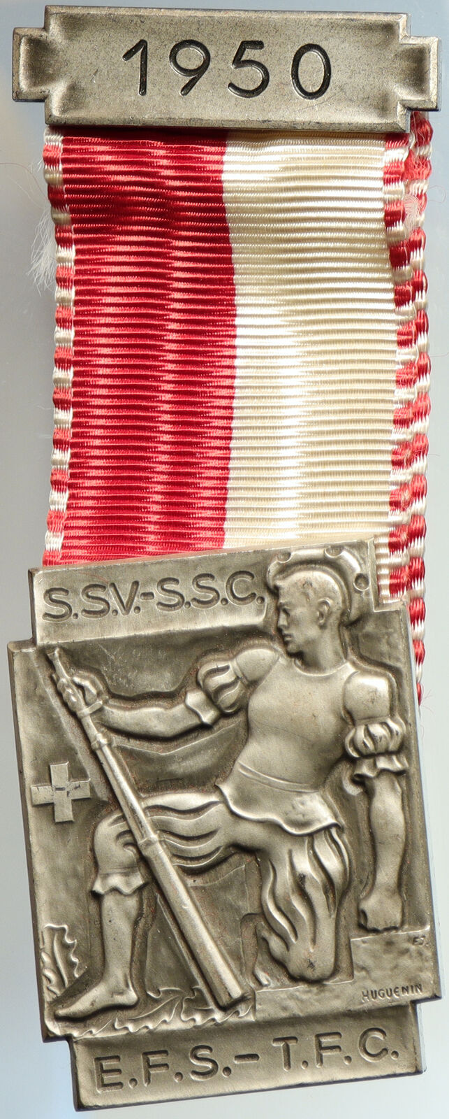 1950 SWITZERLAND Shooting Festival VINTAGE Old Swiss Ribbon Award Medal i105284