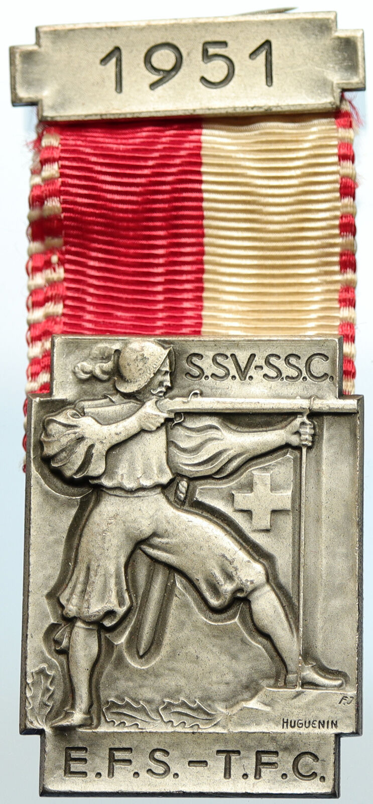 1951 SWITZERLAND Shooting Festival VINTAGE Old Swiss Ribbon Award Medal i105338