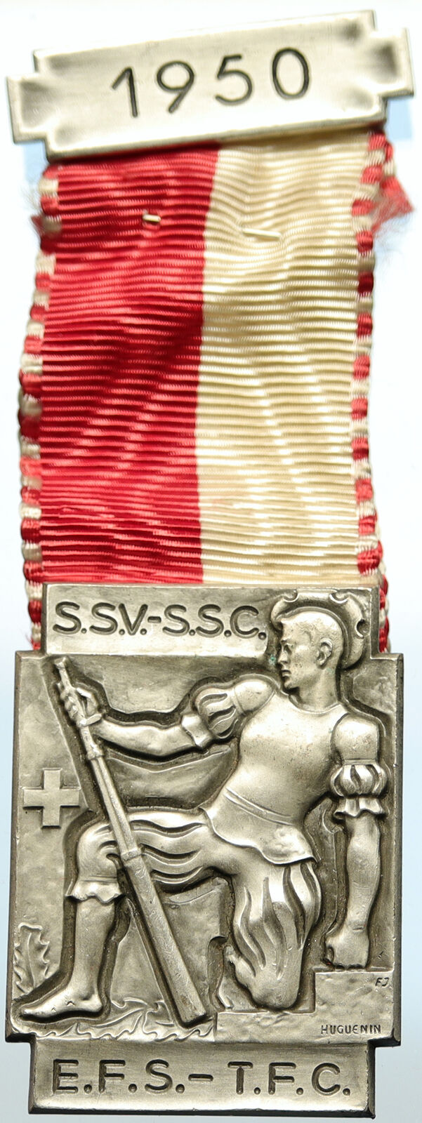 1950 SWITZERLAND Shooting Festival VINTAGE Old Swiss Ribbon Award Medal i105345